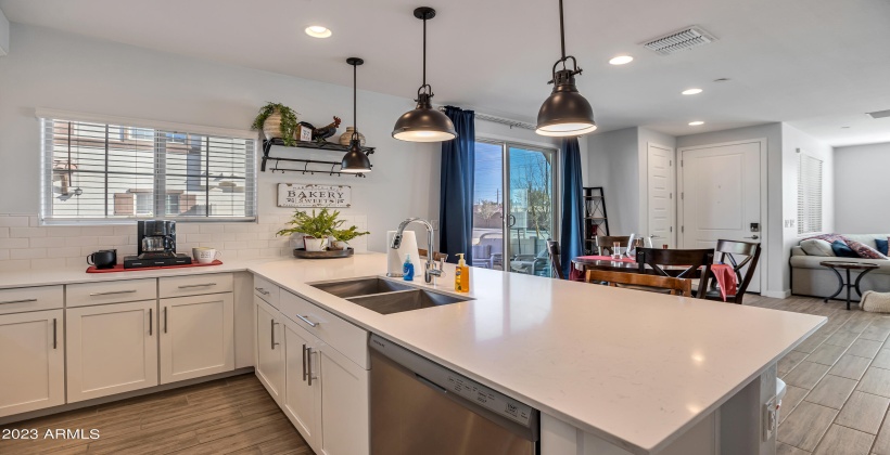 Kitchen Island with pendent lighting