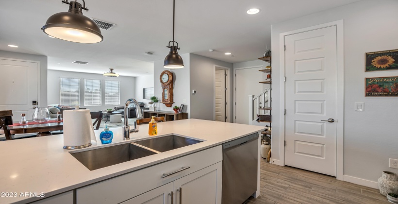 KItchen Island with pendent lighting