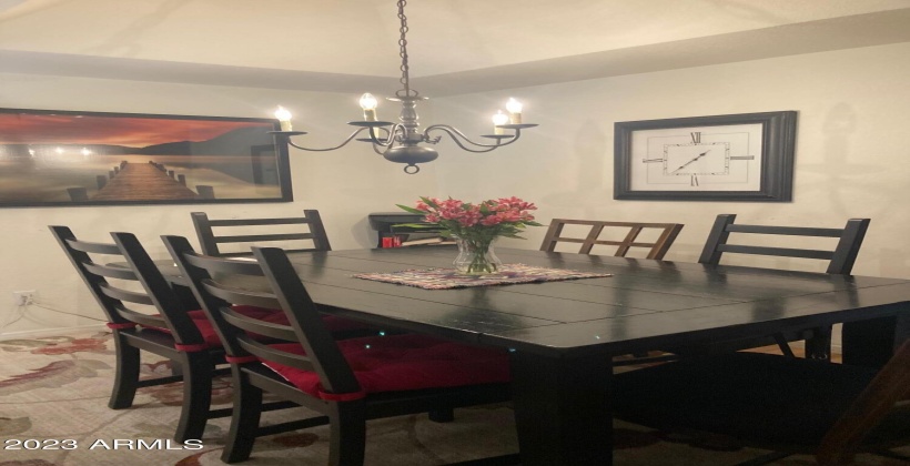 Large dining table in LR.