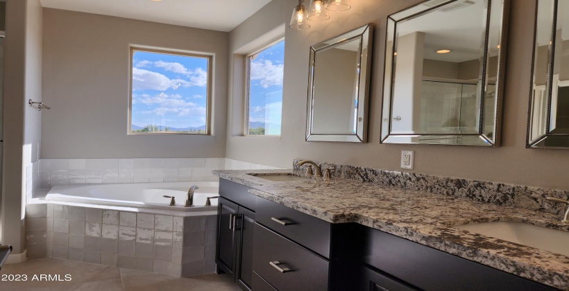 ACTUAL PICTURE OF MASTER BATH, DUAL SINKS, GRANITE COUNTER TOP