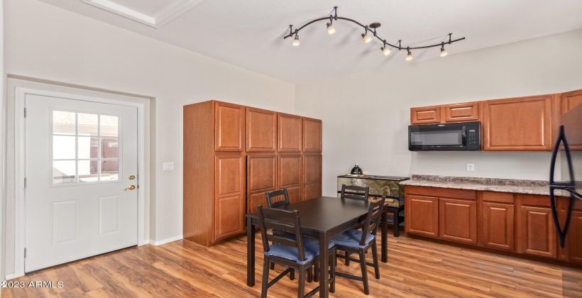 Refrigerator & microwave in kitchenette