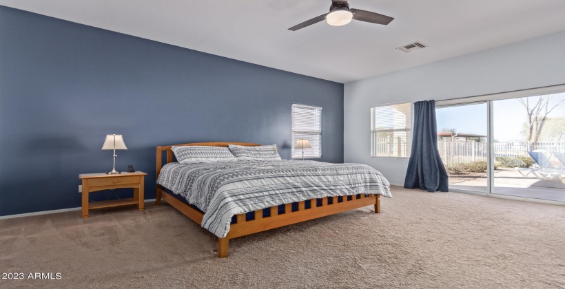 Spacious Primary Bedroom with door to patio