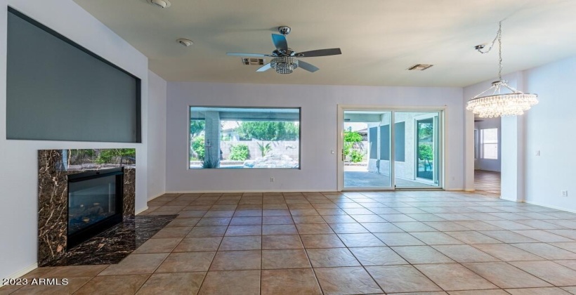 Two way fireplace to Master Bedroom