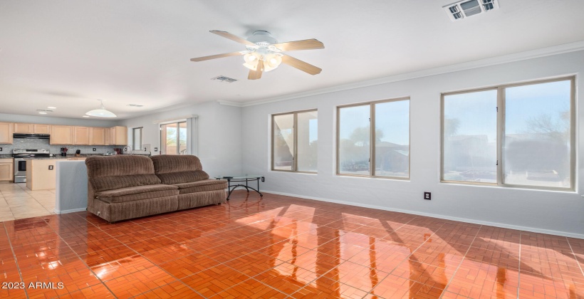 Family room open to kitchen