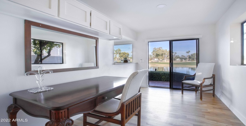 Office area off of the kitchen with gorgeous views