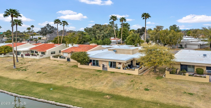 Ariel view of back side of house