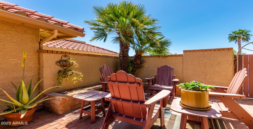 Enjoy the side courtyard for sunny morning coffee or shaded late afternoon drinks