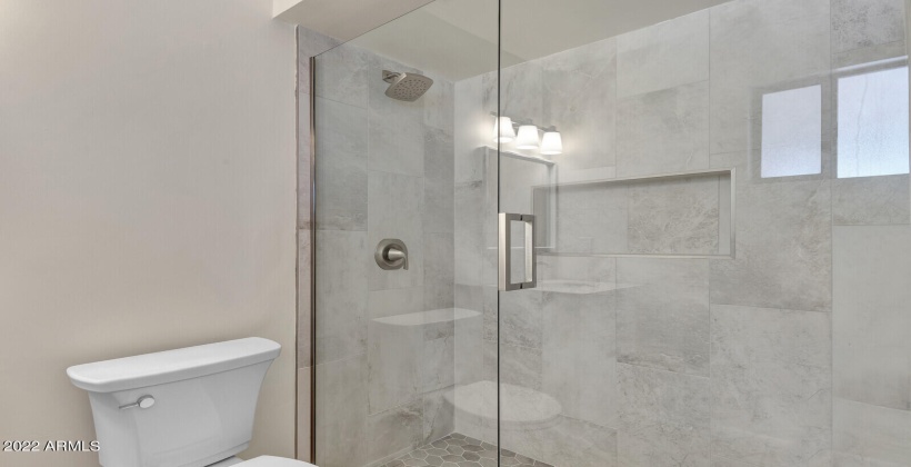 New Lighting, vanity, gorgeous Walk-in shower