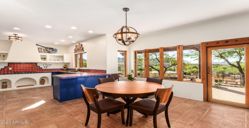 This hacienda was engineered and built to catch the changing light throughout the day. The sunrise and sunset view from this table is frutuitously timed.