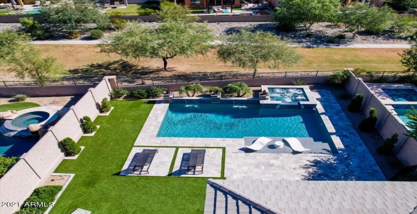 Pool and lush landscaping