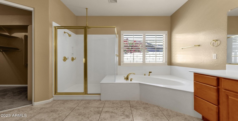 separate shower and soaking tub