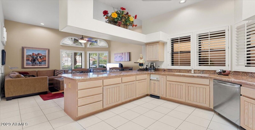 Large Open Kitchen opens to Family Room