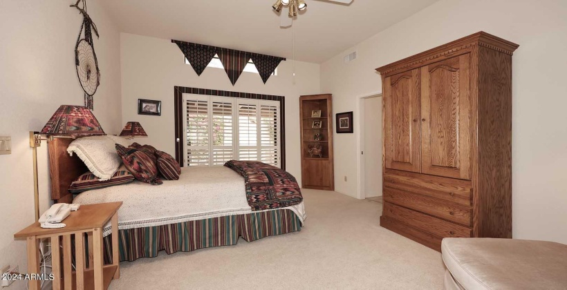 Exit to back yard from this primary bedroom with amazing master bath.