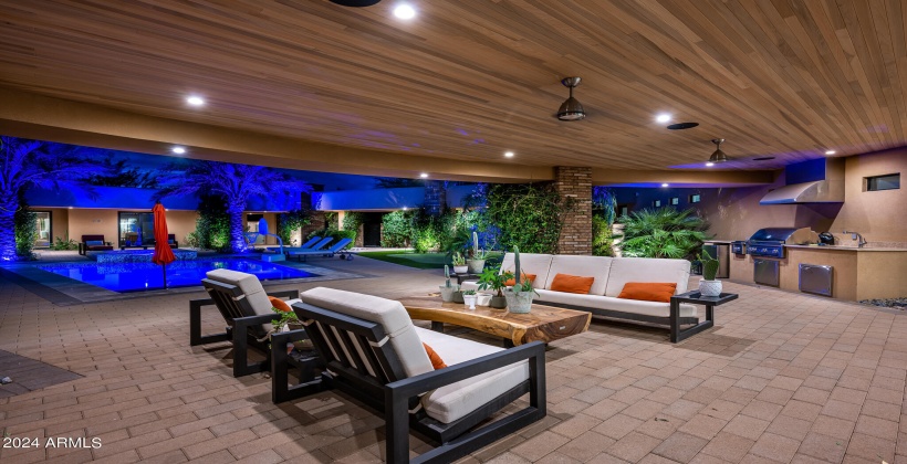 Covered Outdoor Patio with Outdoor Furnishings and BBQ Grill