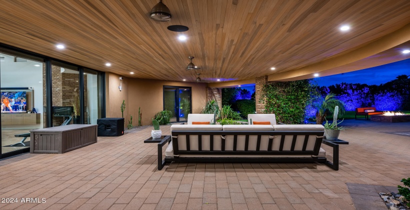 Covered Outdoor Patio with Outdoor Furnishings and BBQ Grill