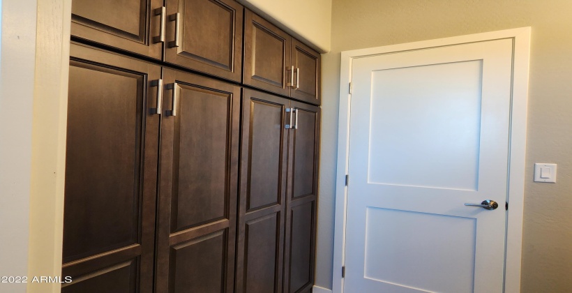 HALL BATH LINEN CABINET - ACTUAL PHOTO OF FINISHED HOME