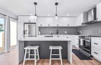 Large renovated kitchen with island