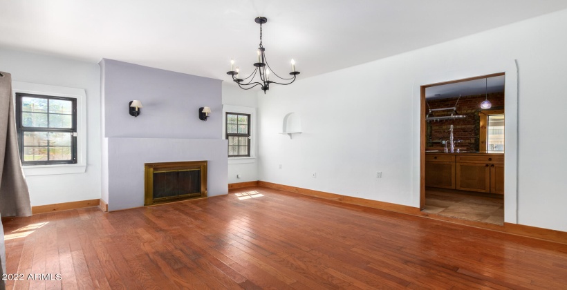 Family room with fireplace