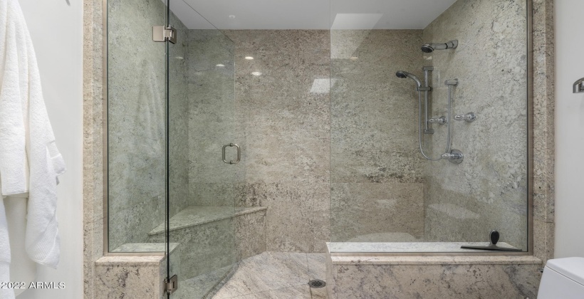 Slab Granite Shower With Grohe Fixtures