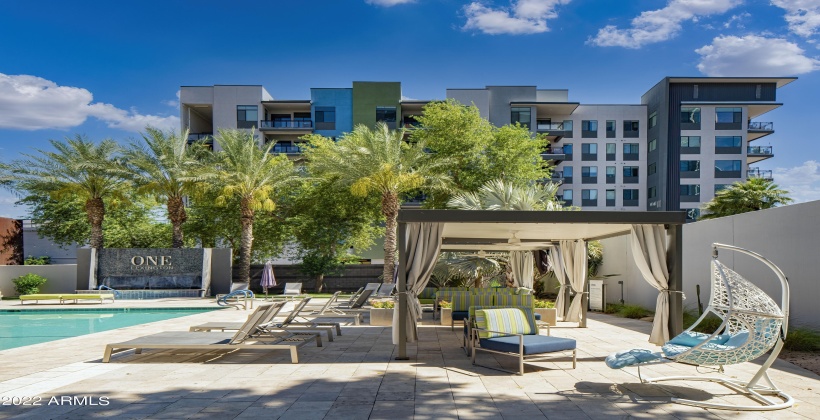 Relaxing Cabanas and loungers, poolside