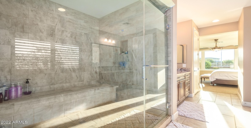 Large oversized shower in primary bathroom