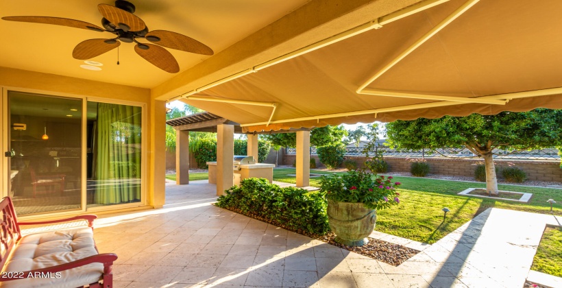 Covered patio with extended awning