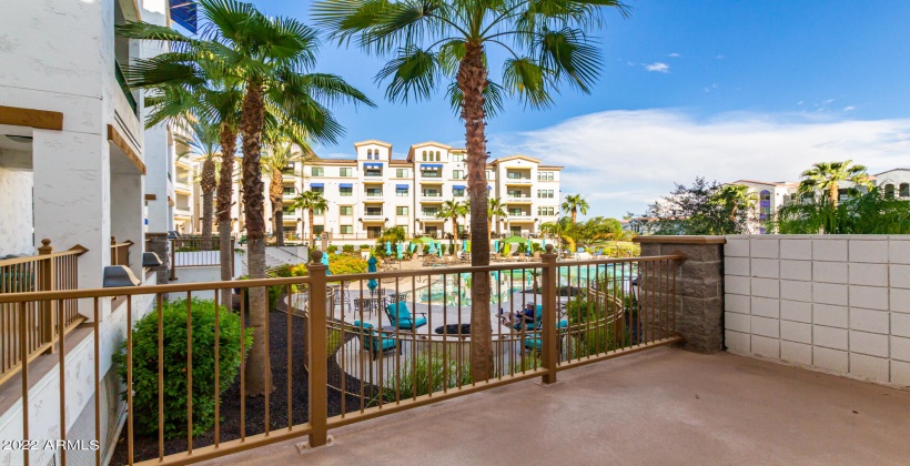 View from patio to pool area