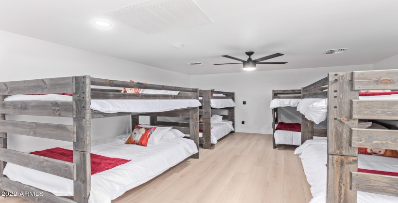 Casita bunkroom with 4 sets of Full over Full bunks.