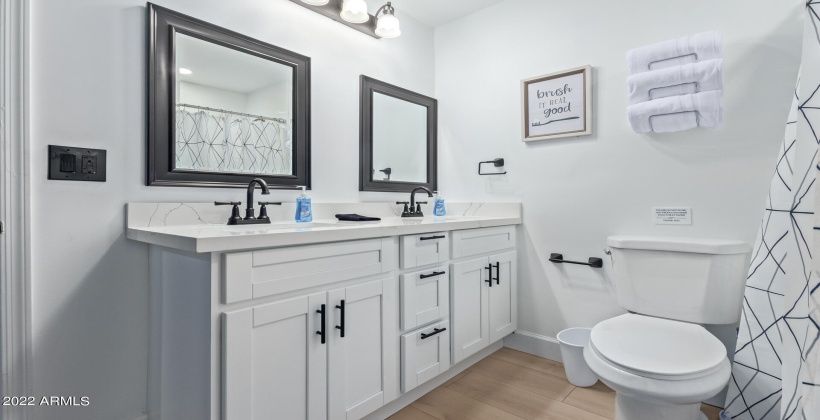 Casita full bath with dual vanities